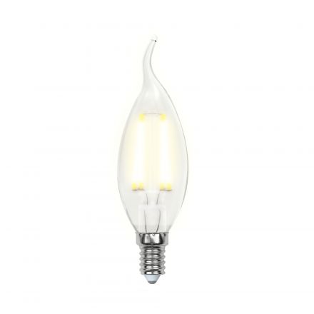 LED-CW35-7,5W/WW/E14/CL GLA01TR Лампа светодиодная. Форма ''свеча на ветру'', прозрачная. Серия Air. Теплый белый свет (3000K). Картон. ТМ Uniel