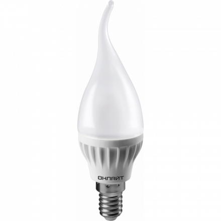 Лампа светодиодная LED 8вт E14 теплый матовая свеча на ветру