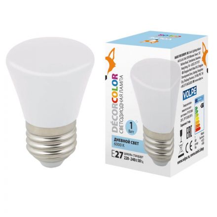Лампа декоративная светодиодная LED-D45-1W/6000K/E27/FR/С BELL Форма Колокольчик матовая Дневной свет (6000K) Картон ТМ Volpe
