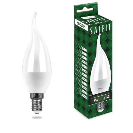 Лампа светодиодная LED 9вт Е14 белый матовая свеча на ветру