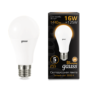 Лампа светодиодная LED 16 Вт 1440 Лм 3000К теплая Е27 A60 Black Gauss