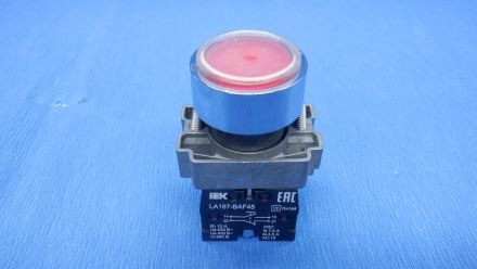 Кнопка LA167-BAF45 d=22мм 1з+1р красная IEK