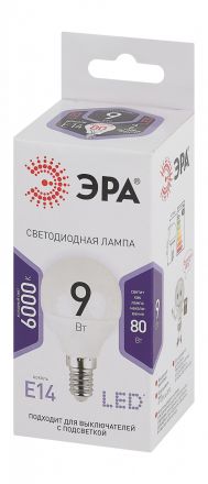 Лампа светодиодная LEDP45-9W-860-E14(диод,шар,9Вт,хол,E14)