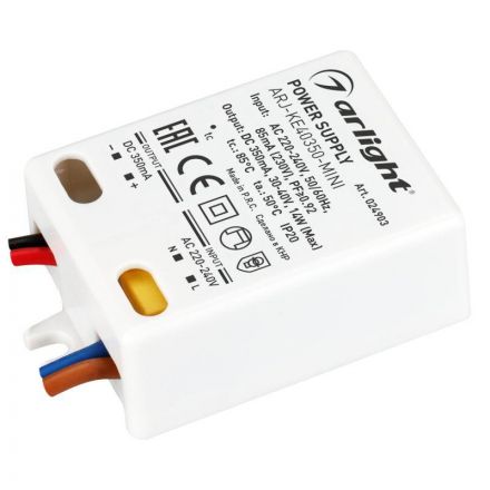 Блок питания ARJ-KE40350-MINI (14W, 350mA, PFC) (ARL, IP20 Пластик, 5 лет)