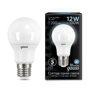 Лампа светодиодная LED 12 Вт 1200 Лм 4100К белая Е27 A60 Black Gauss