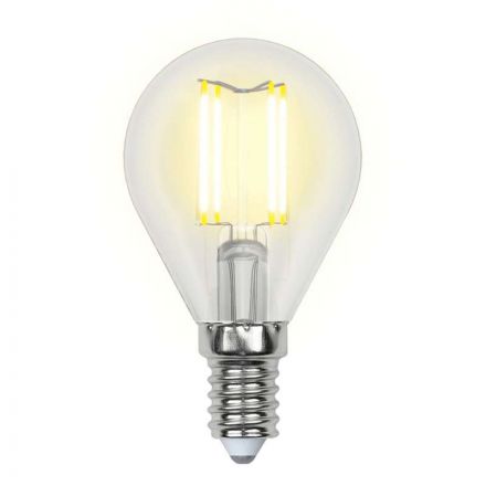 Лампа светодиодная LED 5вт 200-250В шар диммируемый 450Лм Е14 3000К Uniel Air филамент