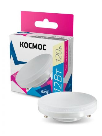 Лампа светодиодная LED 12Вт 220В GX53 3000K теплый 960 лм Космос