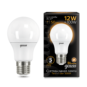 Лампа светодиодная LED 12 Вт 1150 Лм 3000К теплая Е27 A60 Black Gauss