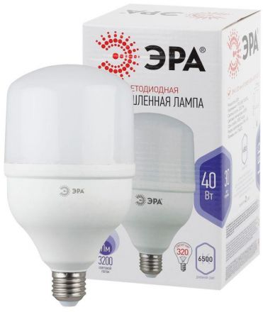 LED POWER T120-40W-6500-E27 ЭРА (диод, колокол, 40Вт, хол, E27) (20/200)