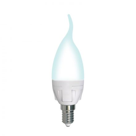 LED-CW37 7W/4000K/E14/FR/DIM PLP01WH Лампа светодиодная, диммируемая. Форма «свеча на ветру», матовая. Серия Яркая. Белый свет (4000K). Картон. ТМ Uniel.
