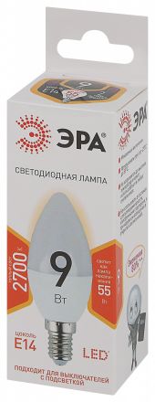 Лампа светодиодная LED B35-9W-827-E14 (диод, свеча, 9Вт, тепл, E14) (10/100/4000)