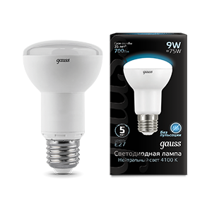 Лампа светодиодная LED 9 Вт 700 Лм 4100К белая Е27 R63 Black Gauss
