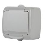 Розетка Intro Atlantic 5-201-03 с заземлением 2P+E Schuko, 16А-250В, IP54, открытой установки, серый ЭРА