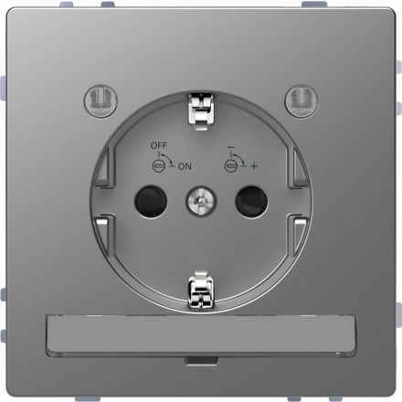 Розетка D-Life 16А с заземляющим контактом и LED  модуле мсталь нержавеющая SD
