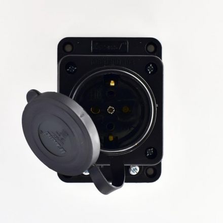 Розетка прямая 1х2Р+РЕ 1х16А 220v (каучук)
