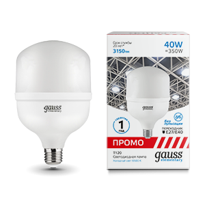 Лампа светодиодная LED 40 Вт 3150 Лм 6500К холодная E27/E40 T120 Promo Elementary Gauss
