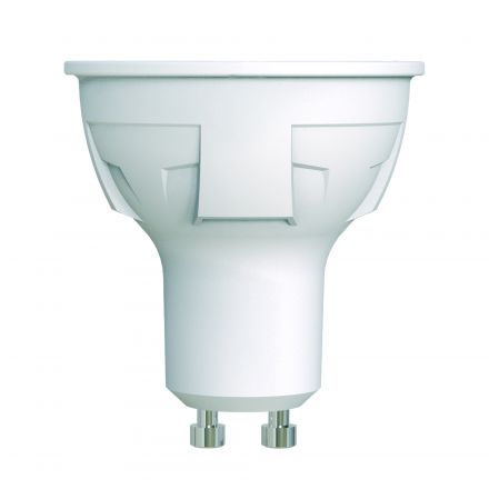 LED-JCDR 6W/WW/GU10/FR/DIM PLP01WH Лампа светодиодная, диммируемая. Форма «JCDR», матовая. Серия ЯРКАЯ. Теплый белый свет (3000K). Картон. ТМ Uniel