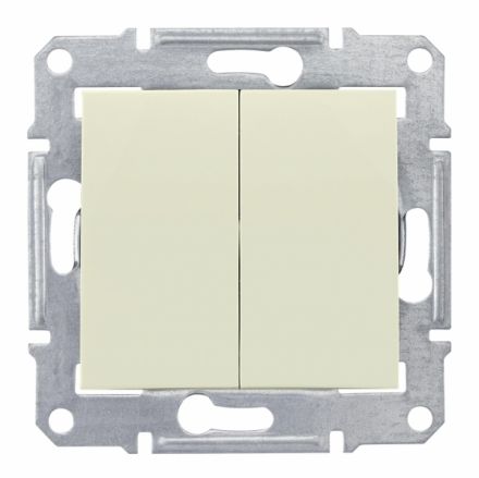 Sedna Выключатель двухклавишный в рамку IP44 бежевый