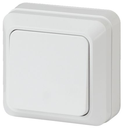 Выключатель Intro Quadro 2Э-101-01 одноклавишный 10А-250В, IP20, ОУ, без монтажной пластины, белый