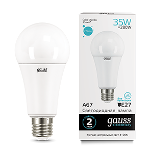 Лампа светодиодная LED 35 Вт 2740 Лм 4100К белая E27 А67 Elementary Gauss