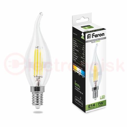 Лампа светодиодная LED 7вт Е14 белый свеча на ветру FILAMENT