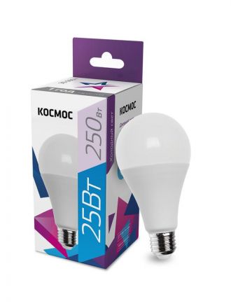 Лампа светодиодная LED 25Вт 220В E27 D65х130 6500К холодный A65 Космос
