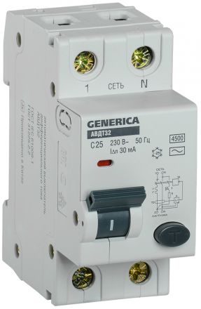 АВДТ 32 C25 - Автоматический Выключатель Дифф.    Тока GENERICA