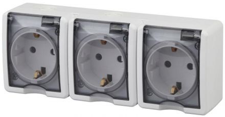 Розетка 3х2P+E IP54, 16A-250В, ОУ, Эра Эксперт, белый, 11-2405-01
