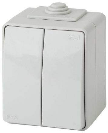Переключатель двойной IP65, 10АХ-250В, ОУ, Эра Эксперт, серый,11-1606-03