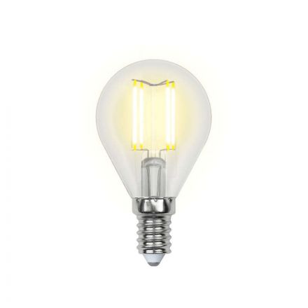 Лампа светодиодная LED 5вт 200-250В шар диммируемый 450Лм Е14 4000К Uniel Air филамент