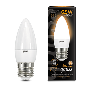 Лампа светодиодная LED 6.5 Вт 520 Лм 3000К теплая Е27 Свеча Black Gauss