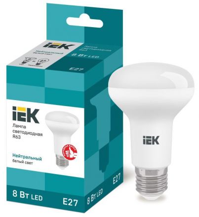 Лампа светодиодная LED рефлекторная 8вт E27 R63 белый ECO
