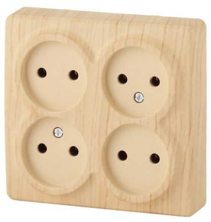 Розетка 4х2P, 16A-250В, ОУ, Эра Эксперт, сосна, 11-2210-11
