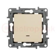 Выключатель одноклавишный, с подсветкой, бежевый, безвинтовые зажимы Выключатель одноклавишный, с подсветкой, бежевый, безвинтовые зажимы