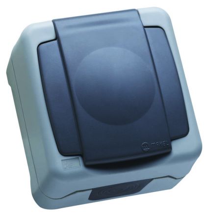 Makel герм сер розетка с крышкой IP55 (пруж.заж.)