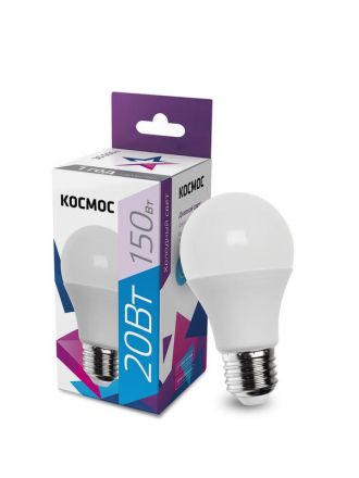 Лампа светодиодная LED 20Вт 220В Е27 D60х118 6500К холодный A60 Космос