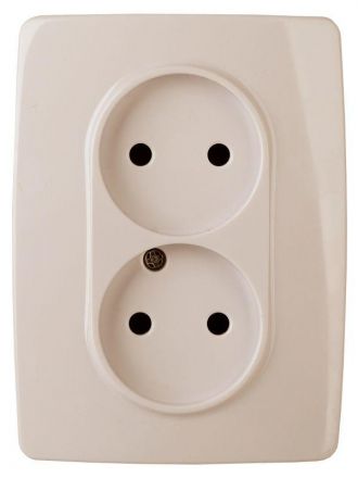 Розетка 2X2P, 16A-250В, Эра12, слоновая кость, 12-2107-02
