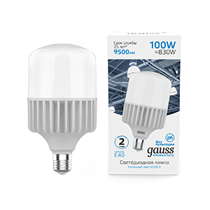 Лампа светодиодная LED 100 Вт 9500 Лм 6500К холодная E40 T160 Elementary Gauss