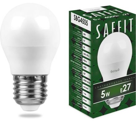 Лампа светодиодная LED 5вт Е27 белый матовый шар