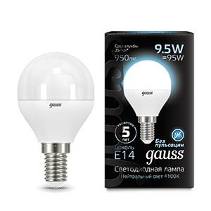 Лампа светодиодная LED 9.5 Вт 950 Лм 4100К белая Е14 Шар Black Gauss
