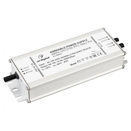 Блок питания ARPV-UH12150-PFC-DALI-PH (12V, 12.5A, 150W) (ARL, IP67 Металл, 7 лет)