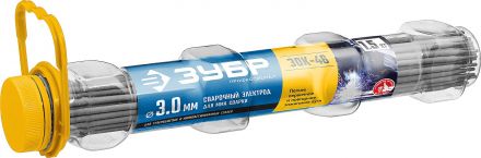 Электроды ЗОК-46 рутил-целлюлозный, d 3.0x350 мм, 1,5 кг в ПВХ тубе, Профессионал.