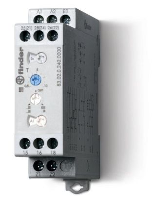 Таймер модульный мультифункциональный (AI DI SW BE CE DE WD) питание 220В DC 2CO 12A 22.5мм регулировка времени 0.05с-10дней IP20 специальная версия с нормированным срабатыванием (Umin 06Un)