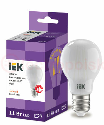 Лампа светодиодная LED 11вт Е27 теплый матовый FILAMENT