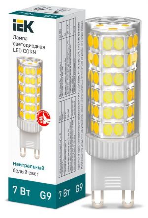 Лампа светодиодная CORN капсула 7Вт 230В 4000К керамика G9