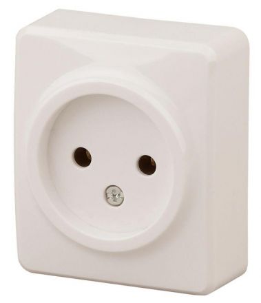 Розетка 2P, 16A-250В, ОУ, Эра Эксперт, сл.кость, 11-2201-02