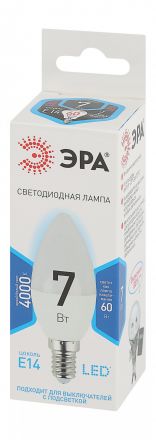 Лампа светодиодная Эра LED B35-7W-840-E14 (диод, свеча, 7Вт, нейтр, E14)