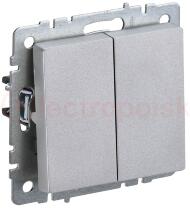 BRITE Выключатель двухклавишный 10А ВС10-2-0-БрА алюминий BRITE Выключатель двухклавишный 10А ВС10-2-0-БрА алюминий