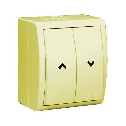 Simon15 Aqua Переключатель для жалюзи с электрической блокировкой IP54 10А 250В винтовой зажим S15A с.кость