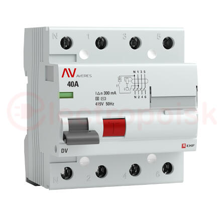 Устройство защитного отключения DV 4P 40А/300мА (S) AVERES